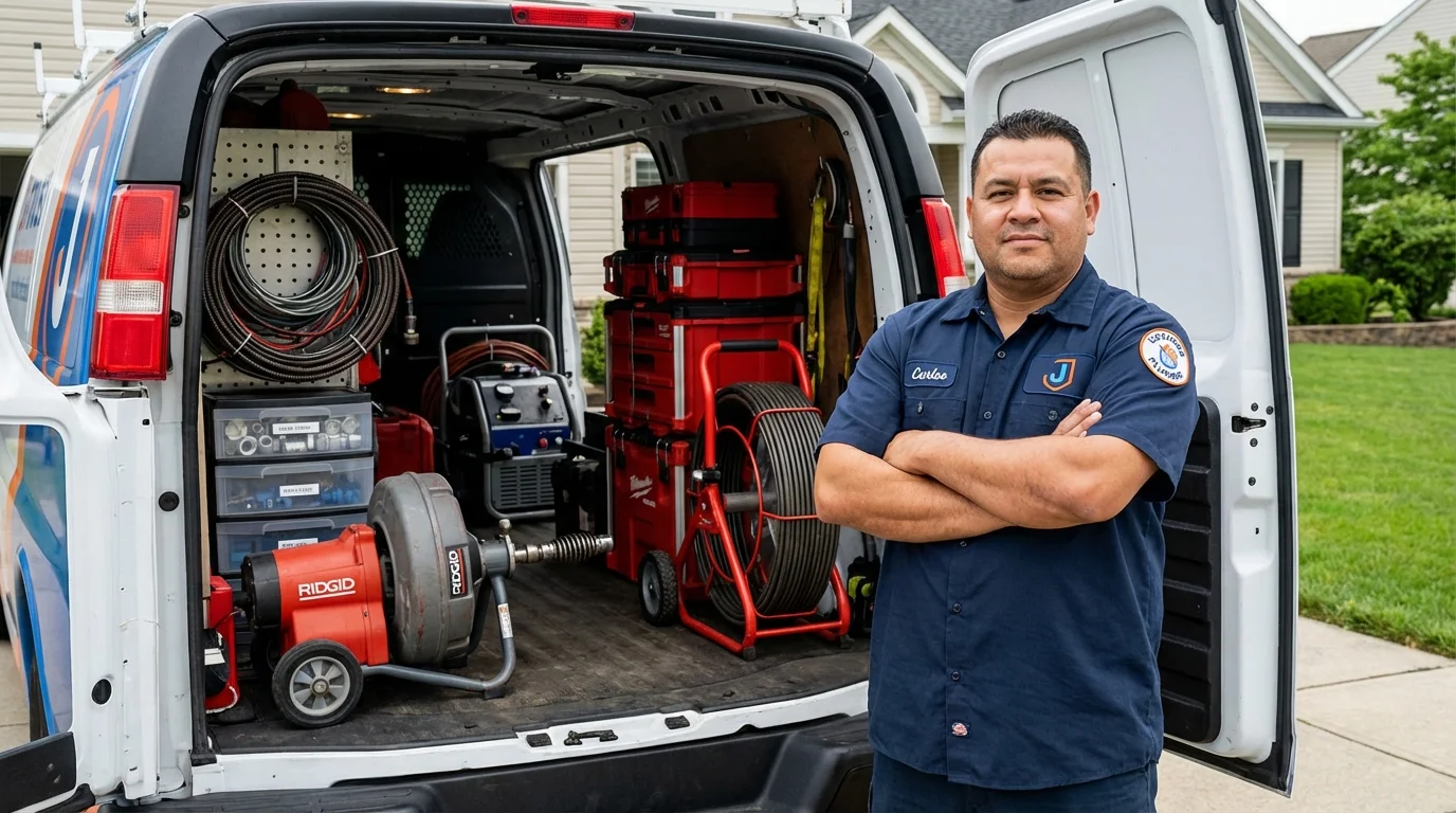 Professional drain cleaning equipment and Johns Plumbing LLC plumber in Skokie