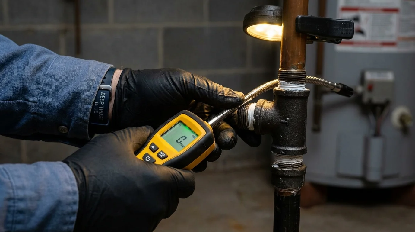 Gas leak detection with electronic sniffer by Johns Plumbing LLC in Skokie