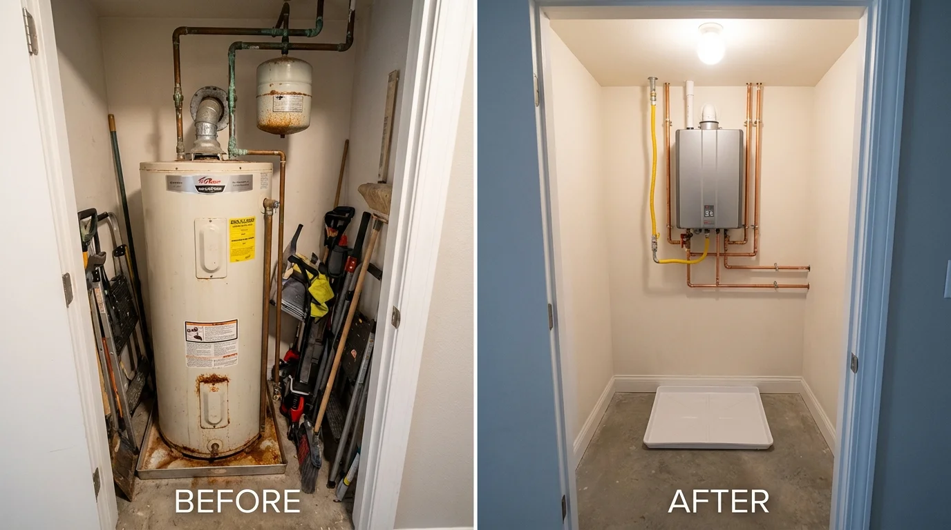 Tank water heater versus wall-mounted tankless unit comparison for Skokie, IL homeowners